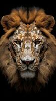 Macro Geometric Lion Face with 3D Helical Prism and Paisley Shapes AI Generated photo