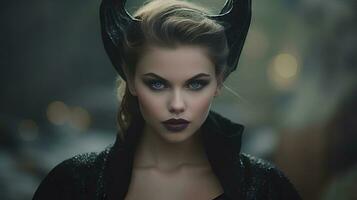 Maleficent Disney Portrait with High Texture Quality AI Generated photo