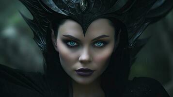 Maleficent Disney Portrait with High Texture Quality AI Generated photo