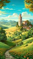 Enchanting Medieval Landscape for Childrens Book AI Generated photo