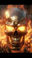 Burning Metal Skull in Unreal Engine Generative AI photo