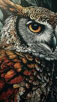 Closeup Illustration of a Pigmy Owl Using Black Micron Ink Pens for Crosshatching AI Generated photo