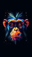 Abstract Monkey on Dark Background Generative AI photo