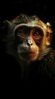 Playful Monkey in Bokeh Style on Dark Background Generative AI photo
