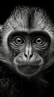 Playful Monkey on a Dark Background AI Generated photo