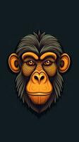 Playful Cartoon Monkey on Dark Background AI Generated photo