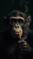 Playful Monkey on a Dark Bokeh Background AI Generated photo