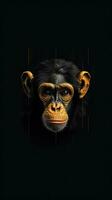 Minimalist Monkey on Dark Background AI Generated photo