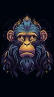 Mischievous Monkey in Grungeon Style on Dark Background Generative AI photo