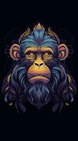 Mischievous Monkey in Grungeon Style on Dark Background Generative AI photo