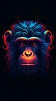 Neon Monkey on Dark Background Generative AI photo