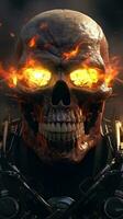 Flaming Skull Motorcycle with UltraRealistic Eyes Generative AI photo