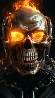 Flaming Skull Motorcycle with UltraRealistic Eyes Generative AI photo