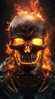 Flaming Skull Motorcycle with UltraRealistic Eyes Generative AI photo