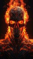 Epic Cinematic Portrait of Ghost Rider in Neon Flames Generative AI photo
