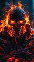 Epic Cinematic Portrait of Ghost Rider in Neon Flames Generative AI photo
