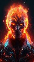 Epic Cinematic Portrait of Ghost Rider in Neon Flames Generative AI photo