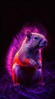 Mesmerizing Chaos Neon Purple and Neon Orange Composition with Dramatic Lighting AI Generated photo