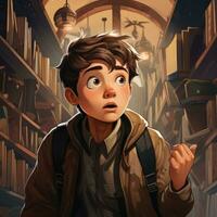 Student Discovering Hidden Door in School AI Generated photo