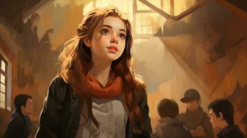 Creative Illustration of a Student Participating in a Drama Class AI Generated photo