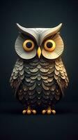 Cartoon Owl on Dark Background AI Generated photo