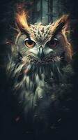 Majestic Owl in Double Exposure on Dark Background Generative AI photo