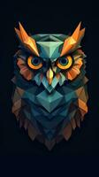 Low Poly Owl on Dark Background Generative AI photo