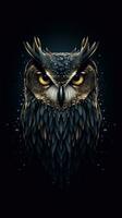 Minimalist Owl on Dark Background Generative AI photo