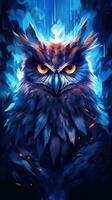 Watercolor Owl on Dark Background Generative AI photo