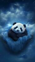 Sleeping Panda on a Dark Sky Cloud AI Generated photo