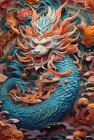 Majestic Ancient Fantasy Dragon Sitting on a Pillar AI Generated photo