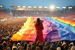 Asian Homosexual Gay Couple with a Flag  High Quality Image AI Generated photo
