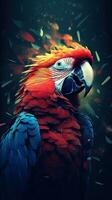 Double Exposure Parrot on Dark Background Generative AI photo