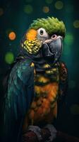Colorful Parrot on a Dark Background AI Generated photo