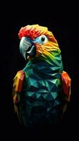 Origami Parrot on Dark Background AI Generated photo