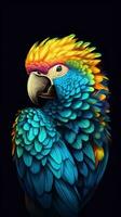 Colorful Pop Art Parrot on Dark Background Generative AI photo