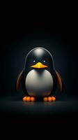 Minimalist Penguin on Dark Background Generative AI photo