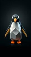 Origami Penguin on Dark Background AI Generated photo
