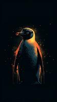 Silhouette of a Penguin on Dark Background Generative AI photo