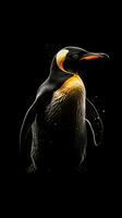 Silhouette of a Penguin on Dark Background Generative AI photo