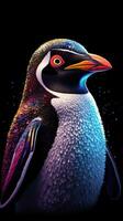 Colorful Penguin on Dark Background AI Generated photo