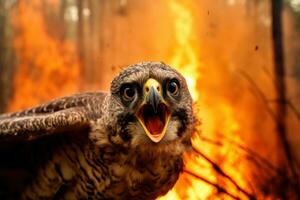 Escape from the Flames Peregrine Falcon Flees Forest Fire photo