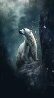 polar oso collage en oscuro antecedentes generativo ai foto