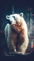 Low Poly Polar Bear on Dark Background Generative AI photo