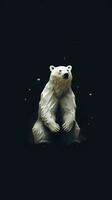 Minimalist Polar Bear on Dark Background Generative AI photo