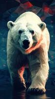 Low Poly Polar Bear on Dark Background Generative AI photo