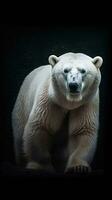 Realistic Polar Bear on Dark Background Generative AI photo