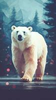 Low Poly Polar Bear on Dark Background Generative AI photo