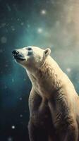 Vintage Style Polar Bear on Dark Background photo