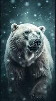 Vintage Style Polar Bear on Dark Background photo